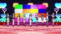 thumbnail of screenshot from Love Live School Idol Mogyutto video, showing the led monitors in the background